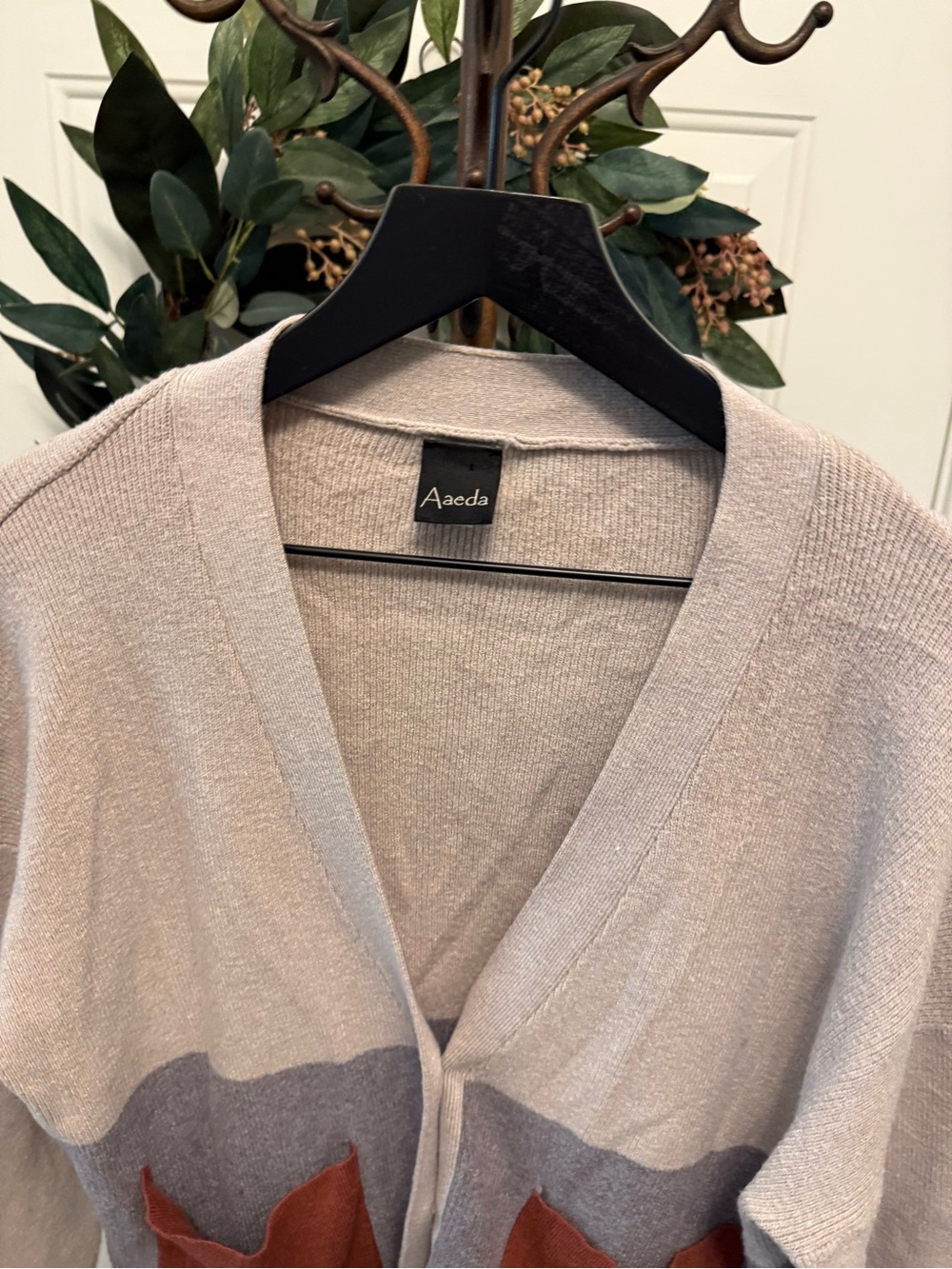 Aaeda Colorblock Soft Button Down Grandpa Knit Cardigan LS L - Picture 4 of 11